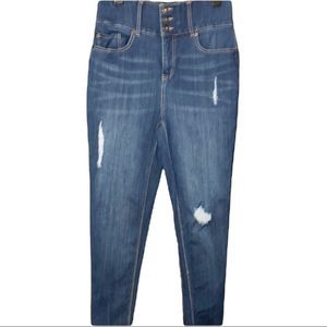 Skinny leg high rise jeans